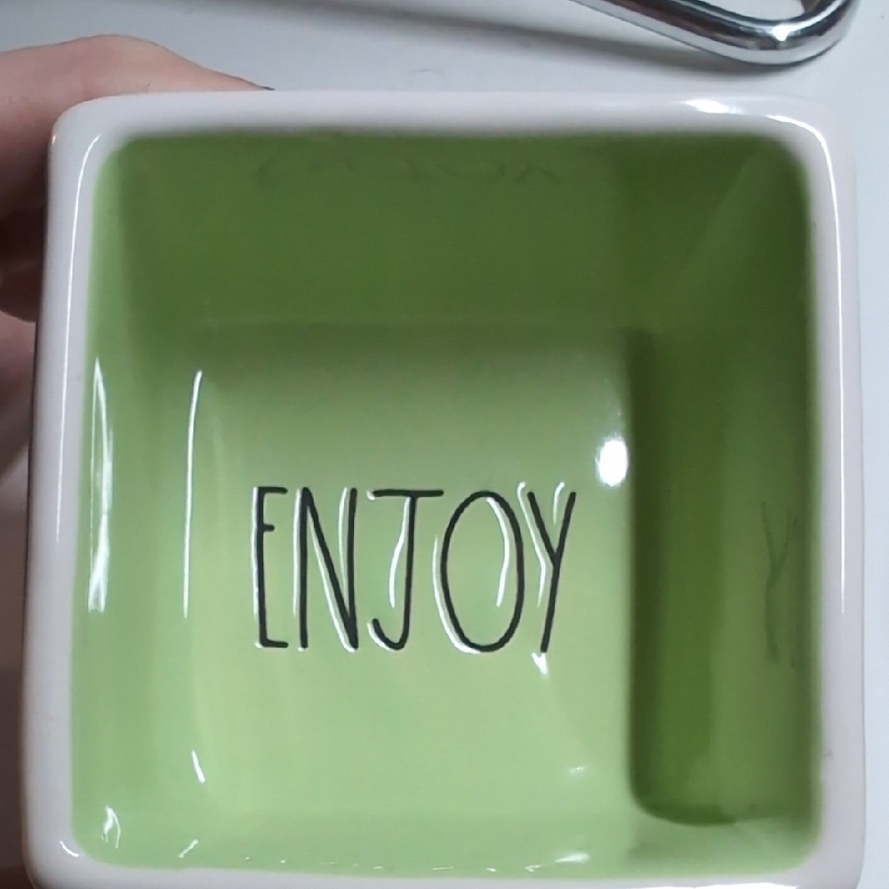 Green Ceramic Savor and Enjoy Bowls by Rae Dunn - Picture 10 of 12